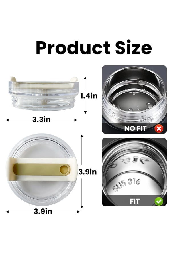 40 OZ Tumbler Lids Fit for Stanley Cup, Replacement Lids Fit for 40 OZ Stanley Adventure Quencher Travel Tumbler, Clear Spill Proof Tumbler Cover for Stanley Cup Accessories (2 PCS, Cream) - Image 2